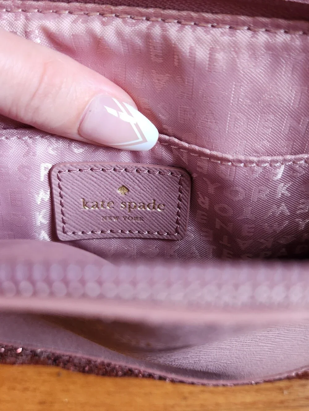Kate Spade Greta Court Ina Satchel Crossbody Bag Dusty Peony Pink Glitter Glam